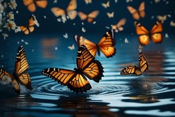 Magic Butterflies On Water
