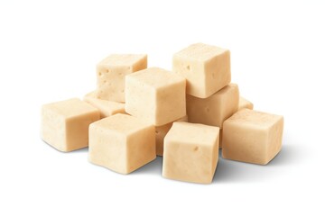 Tofu cubes isolated on transparent or white background