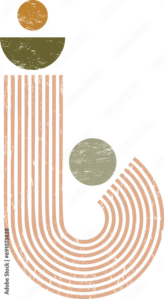 Poster geometric lines zen pattern. abstract textured shape. balance figures with linear outline strokes de
