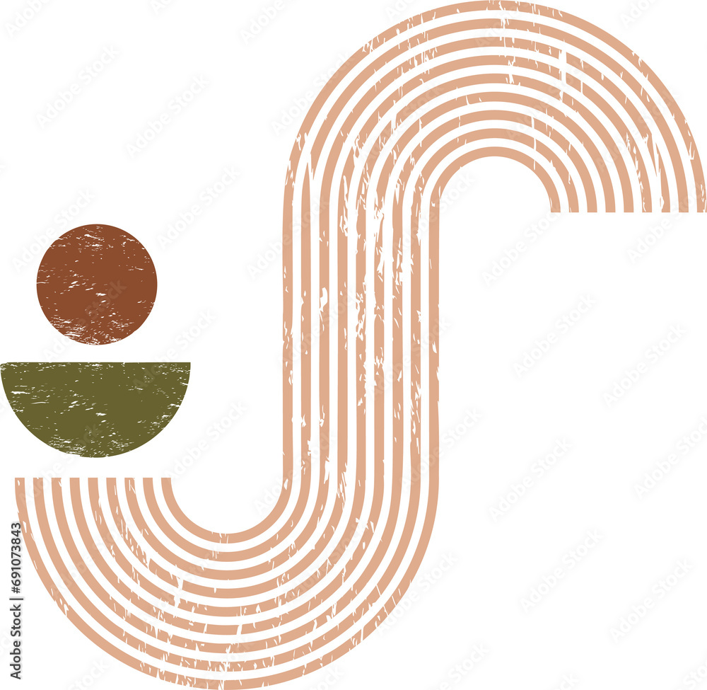 Poster geometric lines zen pattern. abstract textured arch and shape. balance figures with linear outline s