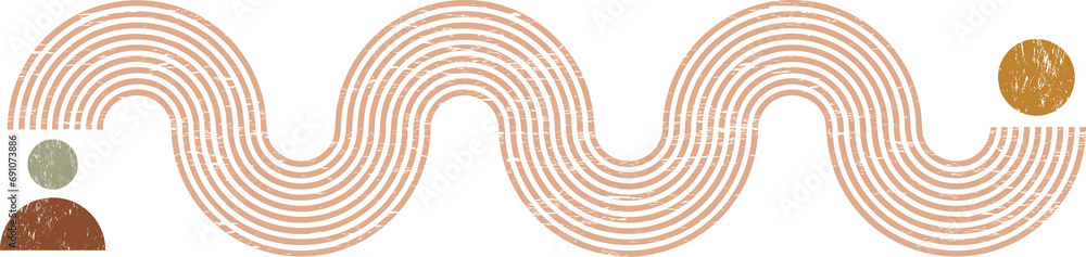 Poster geometric lines zen pattern. abstract textured zigzag shape. balance figures with linear outline str