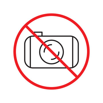Prohibited camera vector icon. No photo camera icon. Forbidden video camera icon. Warning, caution, attention, restriction, danger flat sign design. Photographer symbol pictogram UX Uİ