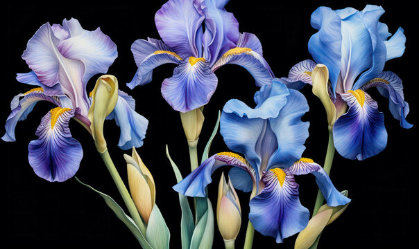 Purple blooming gardening petal plant flower nature blue background blossom iris