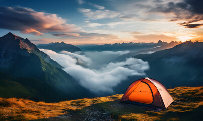 view of camping with a tent in a beautiful mountain
