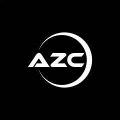 AZC letter logo design with black background in illustrator, cube logo, vector logo, modern alphabet font overlap style. calligraphy designs for logo, Poster, Invitation, etc.