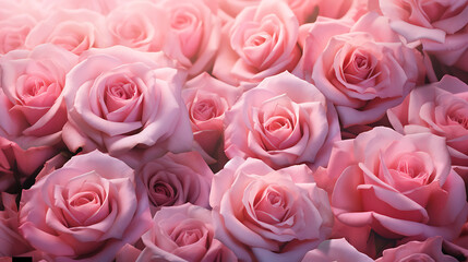 The allure of tempting pink roses, bathed in soft morning light. Generative Ai