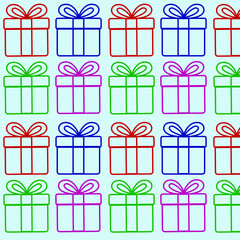 Vector seamless pattern.
New Year pattern with colorful gifts