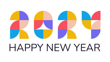 Geometric Shapes  2024 Poster. Minimal new year banner
