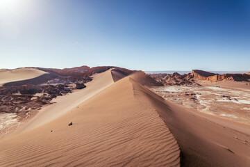 desert landscape of Valles de la Luna, in Atacama, Chile