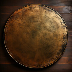 An Old Bronze Disc on a Wooden Surface Mockup