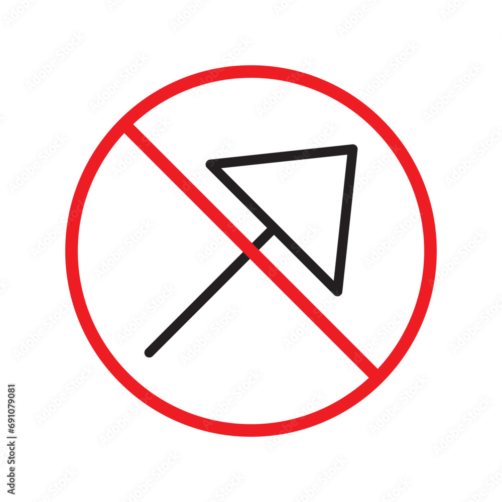 Poster forbidden cursor icon. prohibited arrow vector icon. no cursor symbol pictogram. warning, caution, a