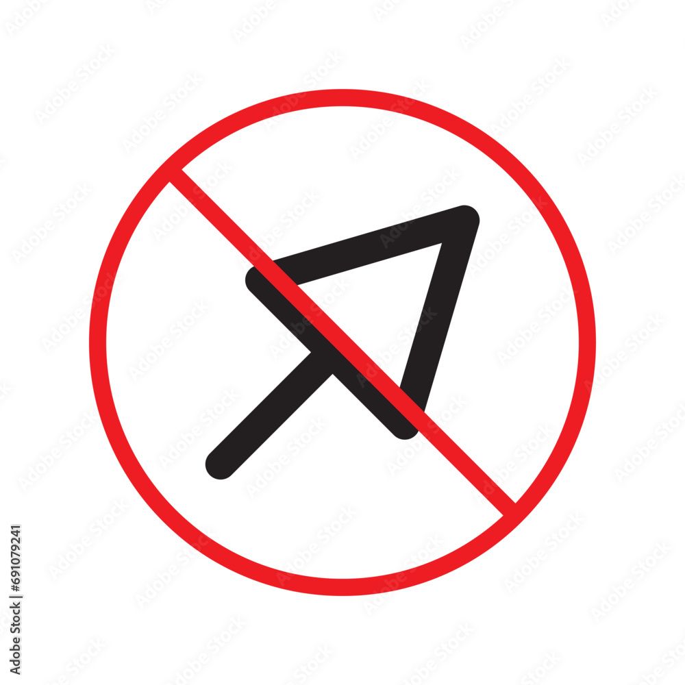 Poster forbidden cursor icon. prohibited arrow vector icon. no cursor symbol pictogram. warning, caution, a