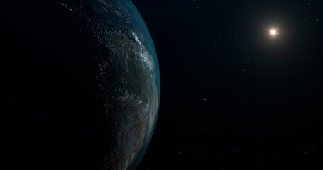Earth in the outer space. Orbit of planet.