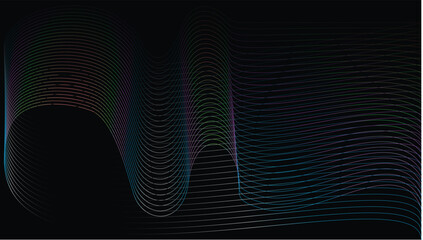 gradient wave. neo light colors waves on black color background.