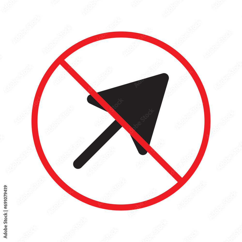 Poster forbidden cursor icon. prohibited arrow vector icon. no cursor symbol pictogram. warning, caution, a