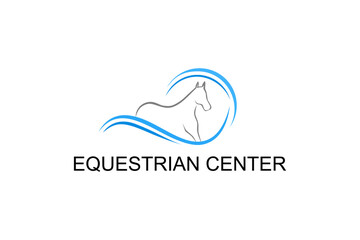 Horse and water logo, horse farm and veterinarian icon symbol.