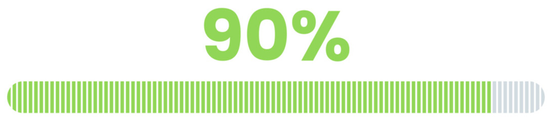 90% Loading. 90% progress bar Infographics vector, 90 Percentage ready to use for web design ux-ui - obrazy, fototapety, plakaty