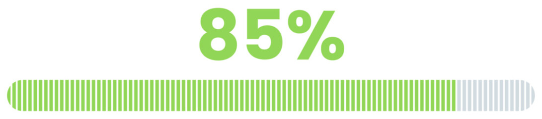85% Loading. 85% progress bar Infographics vector, 85 Percentage ready to use for web design ux-ui