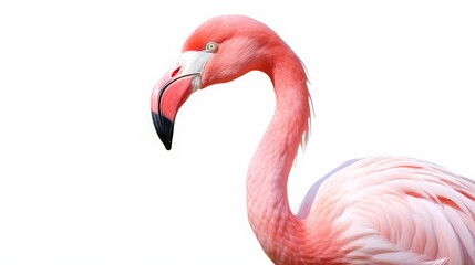 Fototapeta premium Pink flamingo on white background.