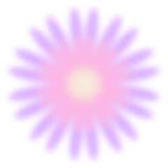 Y2k blurred flower. Gradient aesthetic sticker with soft glow effect and aura. Cute smooth futuristic daisy