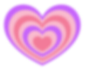 Y2k blurred heart. Gradient aesthetic stickers with soft glow effect and aura. Cute smooth futuristic shape
