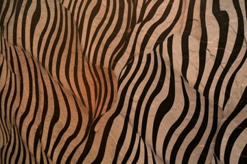 A wood with zigzag zebra pattern, paper with tiger texture, geometrical lines, curved design style, generated by AI.