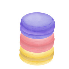 Macarons of various colors and flavors filled with cream are used as snacks. It's delicious to eat with coffee.
