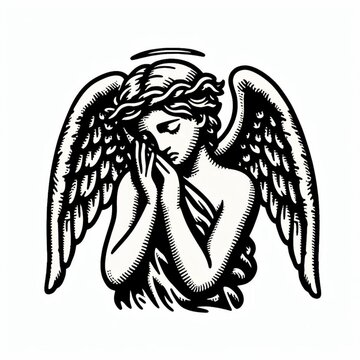 illustration of sad angel . ai generated