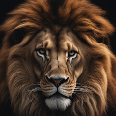 A visually striking photo of a majestic lion head