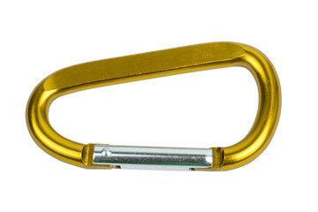 Climbing carabiner clip on isolated white background
