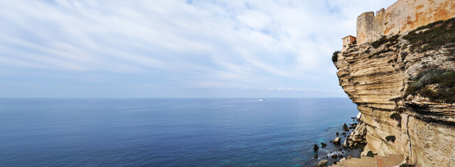 Panoramic view of the Mediterranean and rocks in Corsica
