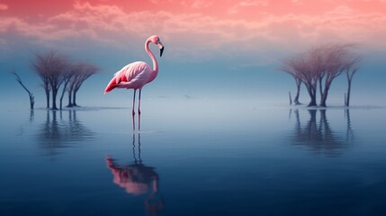 Capturing the Splendor of a Flamingo's Graceful Pose in Water