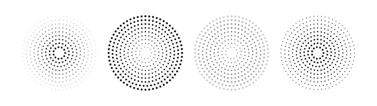 Sound pulsation circles pack. Point radio waves. Isolated vector illustration on white background.