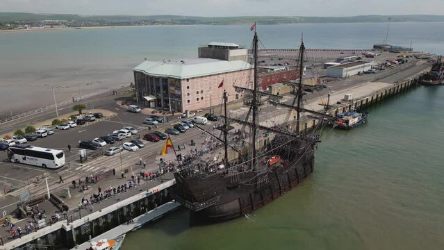 Old Spanish Galleon Moored in Weymouth Harbour or Port
