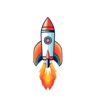Vector illustration of a cartoon rocket on a white background