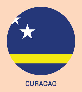 Flag Of Curaçao, Curaçao flag vector  illustration, National flag of Curaçao, Curaçao flag. Curacao flag in circle.