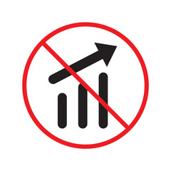 Forbidden prohibited warning, caution, attention, restriction label danger ban. Do not use Chart vector icon. Graph flat sign design. No Infographic chart symbol pictogram