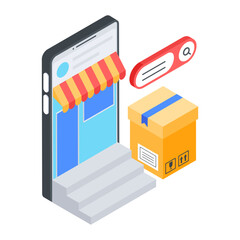Customizable isometric icon of buy online 