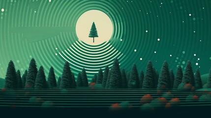 Coniferous forest Winter Christmas tree Grunge banner background