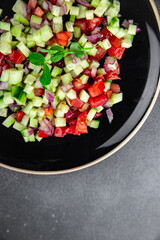 vegetable salad cucumber, tomato onion fresh vegetables appetizer ready to eat healthy eating cooking appetizer meal food snack