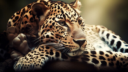Fototapeta premium LEOPARD. SELECTIVE FOCUS. Generative AI,