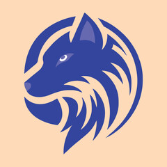 vector blue wolf head logo