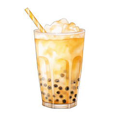 Bubble tea, or Boba Tea, in a cup, isolated on transparent background