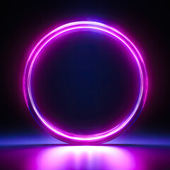 Obraz premium beautiful purple neon ring with glow generated by AI 