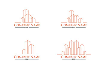Set of city line landscape logo design vector, Business logo design template