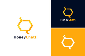Bee Logo Vector Concept, bee hive honeycomb logo design template - obrazy, fototapety, plakaty