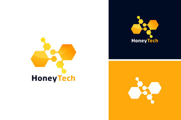 Bee Logo Vector Concept, bee hive honeycomb logo design template