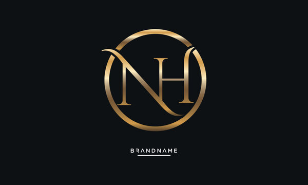 Alphabet letters NH or HN logo monogram