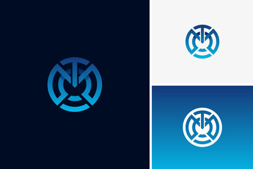 Minimalist letter M line monogram logo design vector template