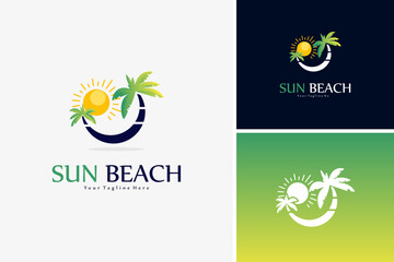 Beach logo design vector, travel logo design template
